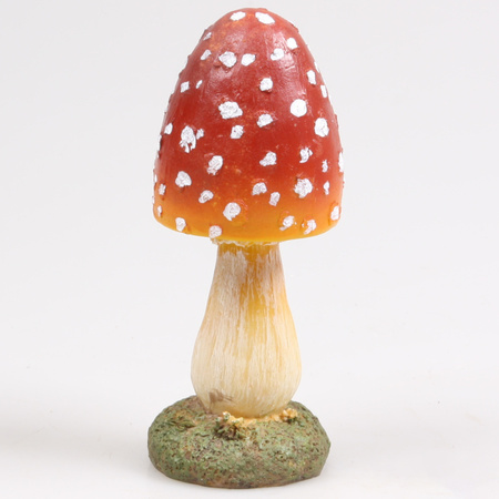 Decoratie huis/tuin beeldje paddenstoel - vliegenzwam - rood/wit - 7 x 18 cm