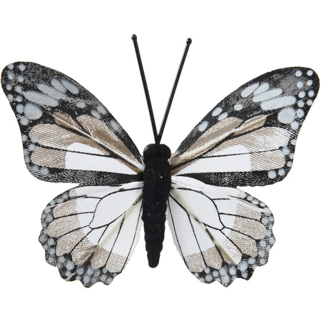 Decoratie vlinders op draad - 3x - bruin tinten - 8 x 6 cm