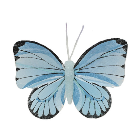 Decoratie vlinders op draad - 3x - gekleurd - 8 x 6 cm