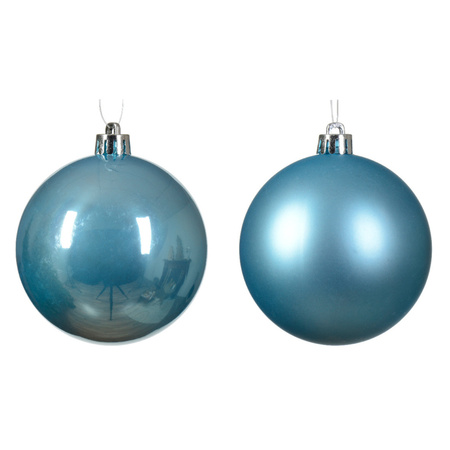 Plastic christmas baubles - 6x pcs - 8 cm - ice blue