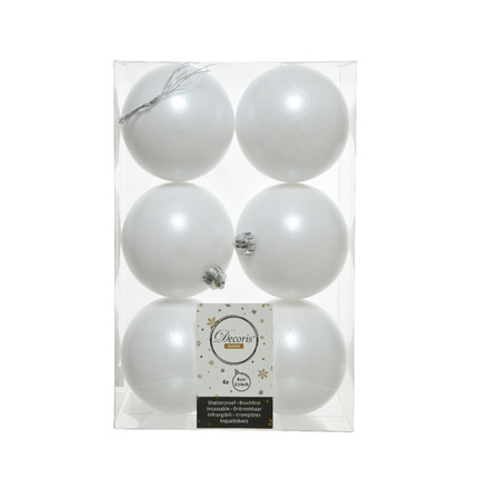 12x stuks kunststof kerstballen 8 cm mix van zilver en wit