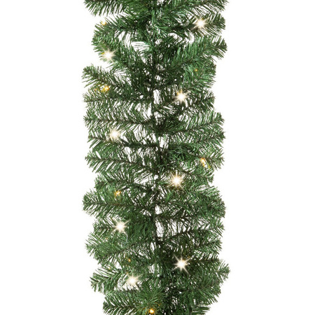 Dennenslinger - groen - met led verlichting - 270 cm - dennen guirlande kerstslinger