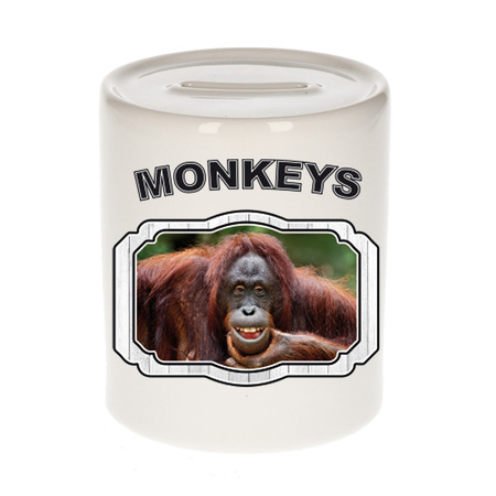 Dieren gekke orangoetan spaarpot - monkeys/ apen spaarpotten kinderen 9 cm