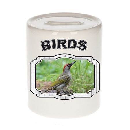 Animal green woodpeckers money box white 300 ml