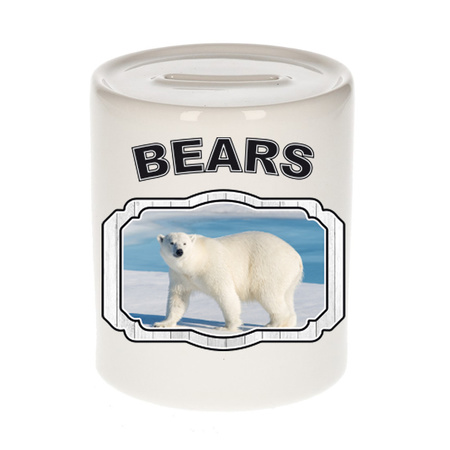 Dieren grote ijsbeer spaarpot - bears/ ijsberen spaarpotten kinderen 9 cm