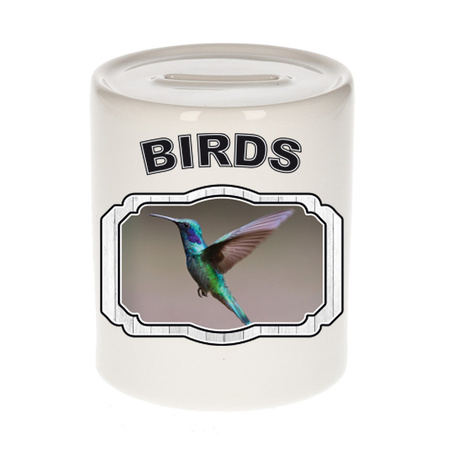 Dieren kolibrie vogel vliegend spaarpot - birds/ vogels spaarpotten kinderen 9 cm