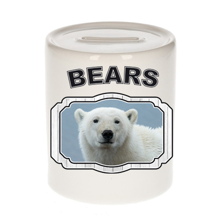 Dieren witte ijsbeer spaarpot - bears/ ijsberen spaarpotten kinderen 9 cm