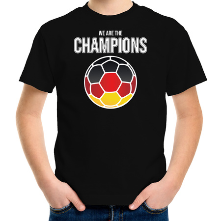 Duitsland EK/ WK supporter t-shirt we are the champions met Duitse voetbal zwart kinderen