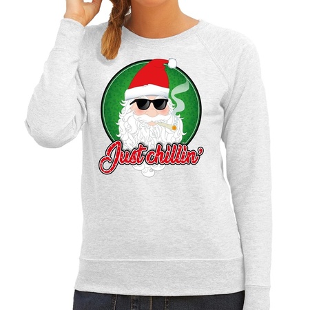 Christmas sweater just chillin grey for women