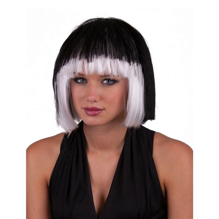 Funny Fashion Heksenpruik kort haar - zwart/wit - dames - Halloween