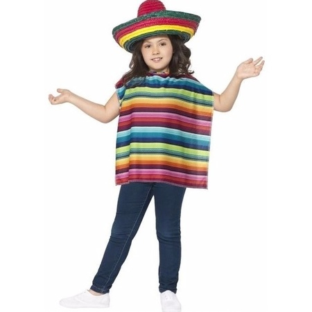 Mexicaanse poncho gekleurd voor kinderen