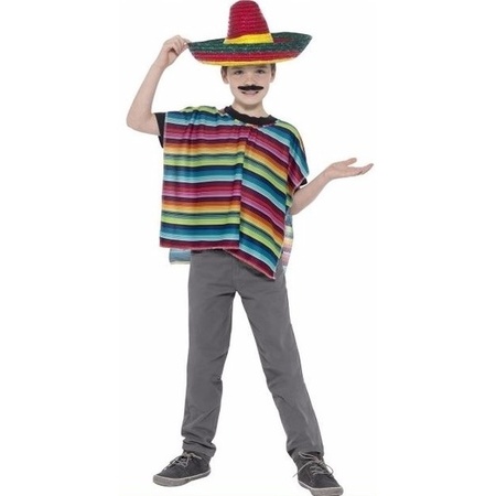 Mexicaanse poncho gekleurd voor kinderen