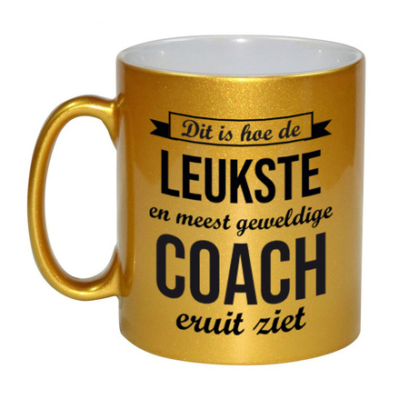 Gouden leukste en meest geweldige coach cadeau koffiemok / theebeker 330 ml