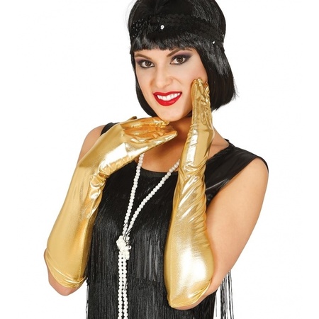 Carnaval metallic gouden gala handschoenen