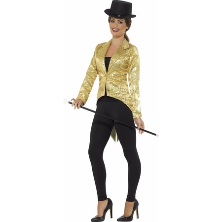 Gold tailcoat with sequins fancy dress costume for women