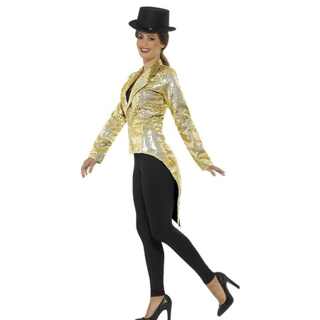 Gouden slipjas met pailletten verkleed kostuum/jas voor dames