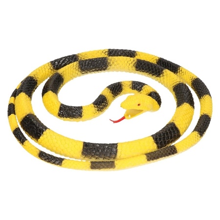 Grote rubberen speelgoed Python slangen geel/zwart 137 cm