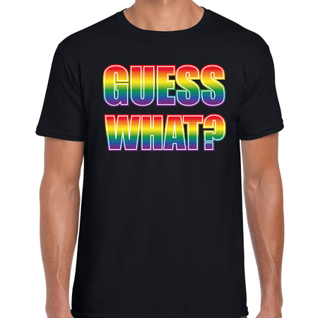 Guess what tekst coming out regenboog / LHBT t-shirt zwart voor heren
