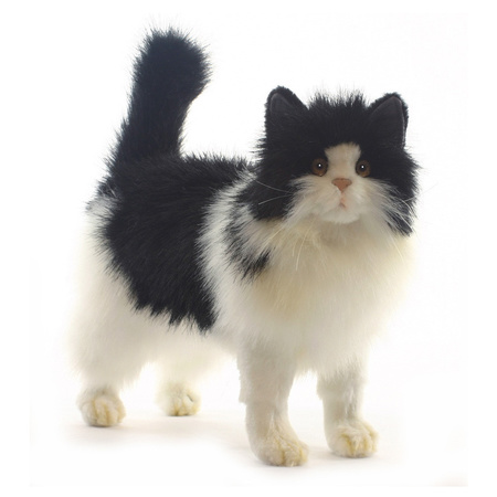 Levensechte Hansa pluche Perzische kat zwart/wit 40 cm