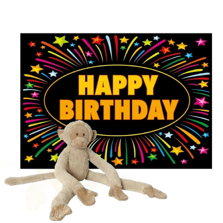 Happy Horse monkey plush 85 cm with a happy birthday card
