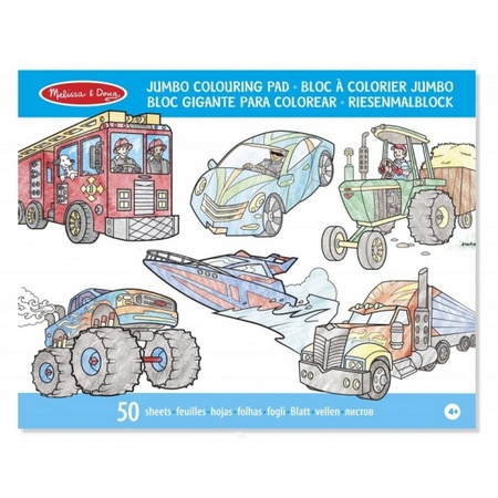 Teken/kleur boek met 50 paginas van voertuigen met 50 Bruynzeel viltstiften