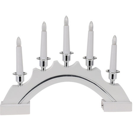 Candle bridge white/silver with LED lights 37 x 5 x 27 cm