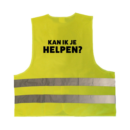 Kan ik je helpen personeel vestje / hesje geel met reflecterende strepen voor volwassenen