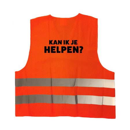 Kan ik je helpen personeel vestje / hesje oranje met reflecterende strepen voor volwassenen