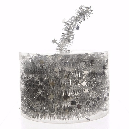 Kerst zilveren sterren folieslinger Christmas Silver 700 cm