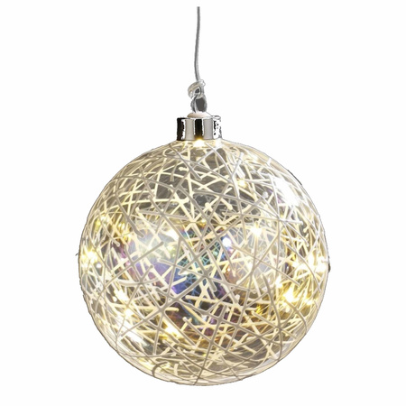wijn commentator Humanistisch Verlichte LED kerstbal - D12 cm - glitter - warm wit - glas bestellen voor  € 15.89 bij het Knuffelparadijs