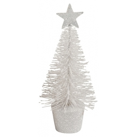 Zonnig reservoir lont Kerstversiering witte glitter kerstbomen/kerstboompjes 15 cm bestellen voor  € 3.14 bij het Knuffelparadijs