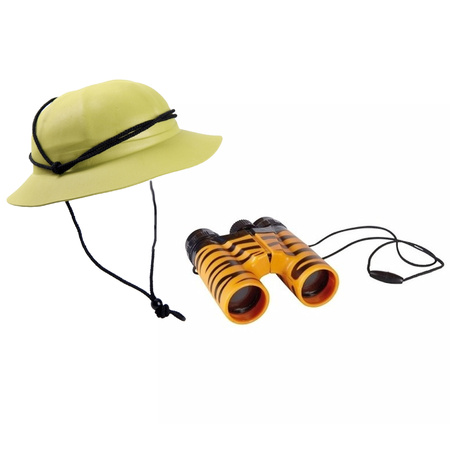 Kinder verkleedkleding set safari - 1x tropenhelm en 1x verrekijker