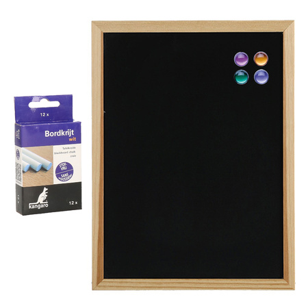 Chalkboard with magnets and 12x crayons - 30 x 40 cm