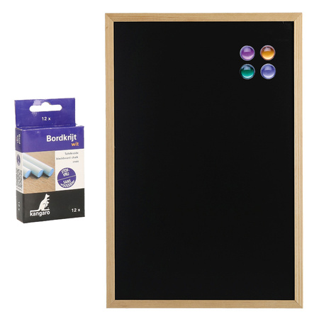 Chalkboard with magnets and 12x crayons - 40 x 60 cm
