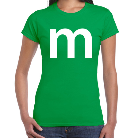 riem escort Startpunt Letter M verkleed/ carnaval t-shirt groen voor dames bestellen voor € 16.89  bij het Knuffelparadijs