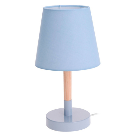 Lichtblauwe tafellamp/schemerlamp hout/metaal 23 cm bestellen voor 18.99 het Knuffelparadijs