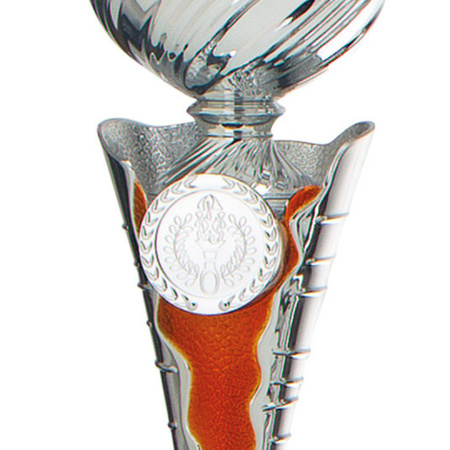 Luxe trofee/prijs beker - zilver - wimpel rood - kunststof - 23 x 8 cm