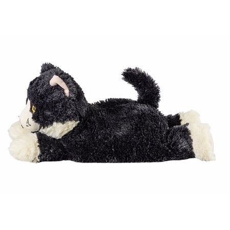Katten speelgoed artikelen opwarmbare kat knuffelbeest zwart 38 cm