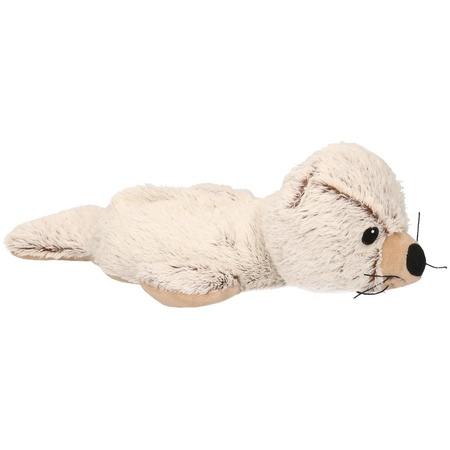 Zeehonden speelgoed artikelen opwarmbare zeehond knuffelbeest bruin / creme 31 cm