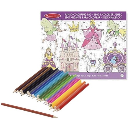 Girls princesses coloring book with pencils