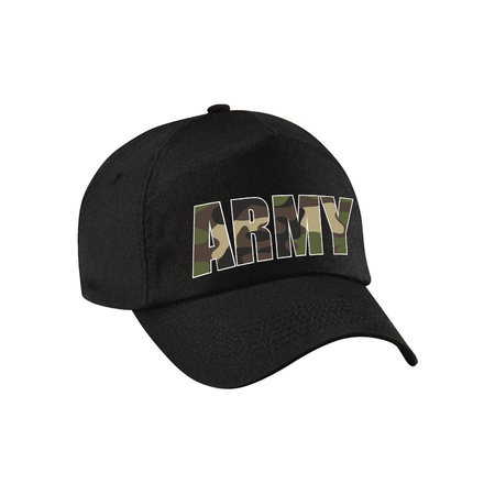 Militairen leger pet / cap army met camouflage letters zwart voor volwassenen