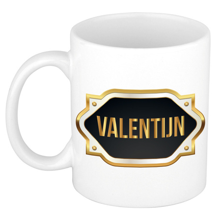 Name mug Valentijn with golden emblem 300 ml