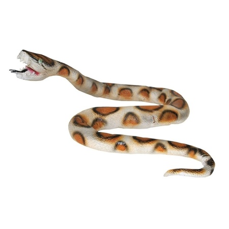 Fake python snake - 160 cm - white/brown - scary/horror theme decoration animals/reptiles