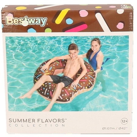 Inflatable chocolate donut 107 cm