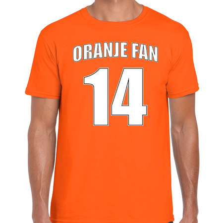 Oranje fan nummer 14 oranje t-shirt Holland / Nederland supporter EK/ WK voor heren