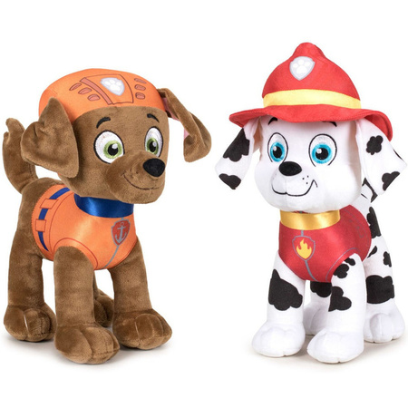 Paw Patrol soft toys set of 2x caracters Zuma and Marshall 27 cm