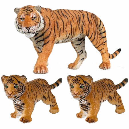 Plastic toy figures animals tigers family 3x animals