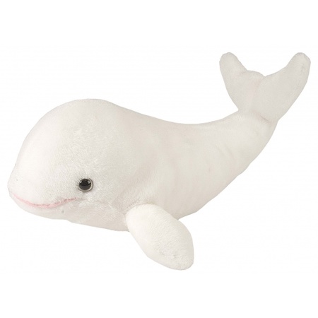 Witte pluche walvis met kraaloogjes 20 cm