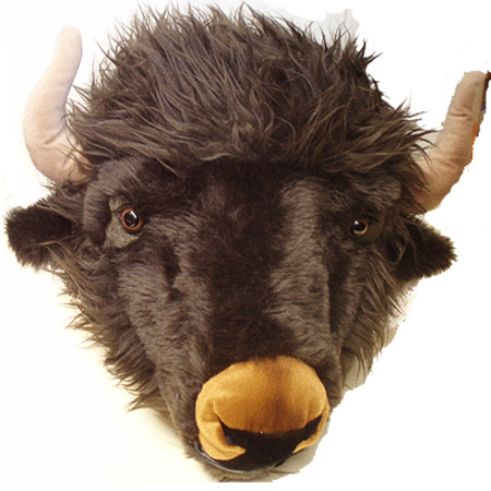 Plush buffalo animal head wall decoration