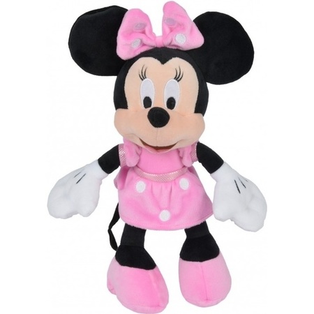 Pluche Disney Minnie Mouse knuffel met roze jurk 19 cm speelgoed